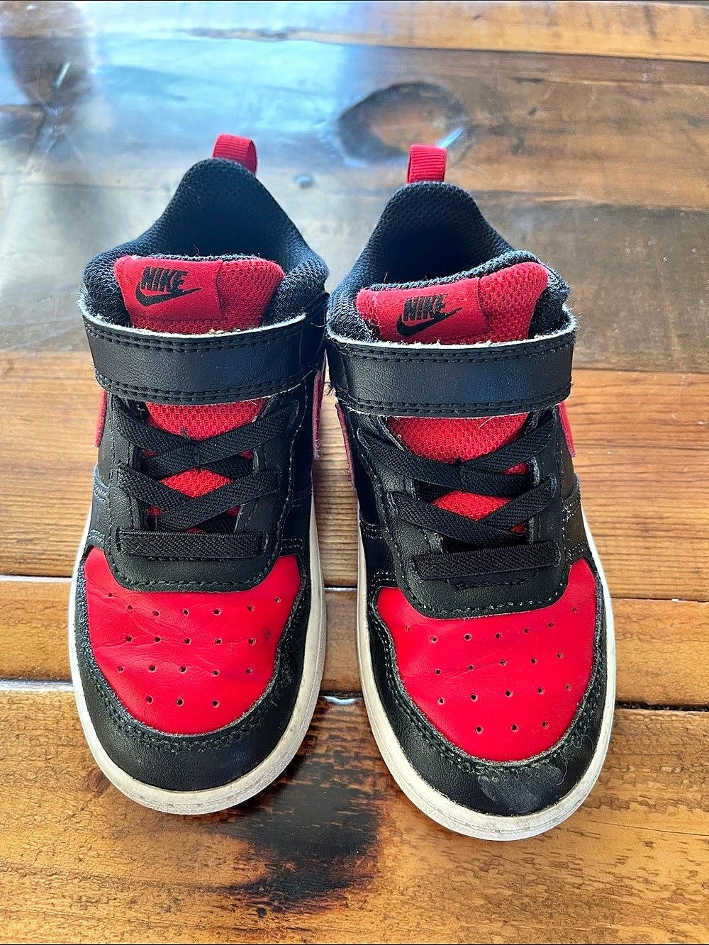 Nike Court Borough Low 2 Kids Sneakers Girls US 9C Red Black